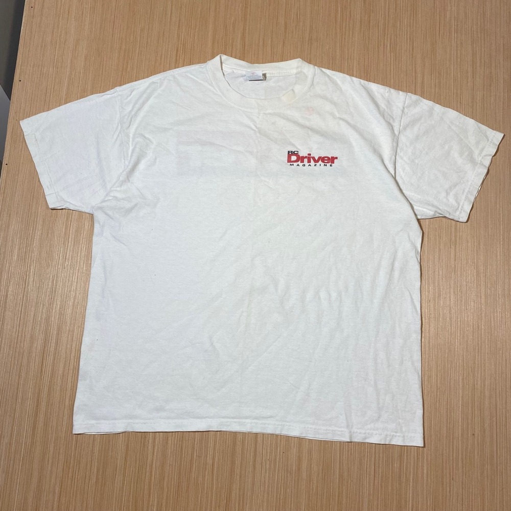Vintage Anvil RC Driver Magazine T-Shirt Mens XL White Graphic Short Sleeve Tee
